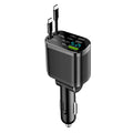 Auto-Ladegerät mit zwei einziehbaren USB-C-Kabeln und Spannungsanzeige